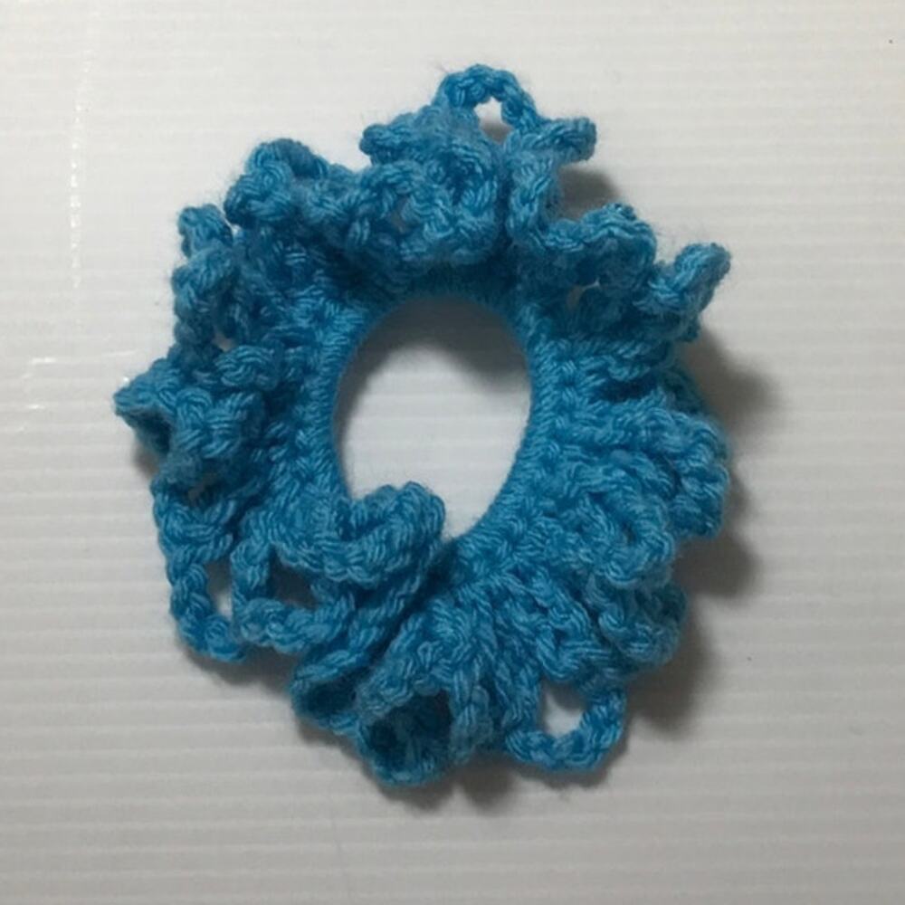 NWT Blue Handmade Crocheted Hair Scrunchie Women